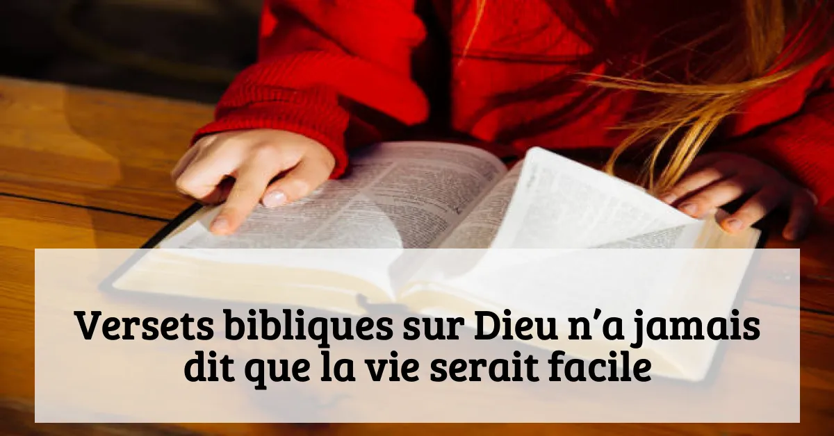 Versets bibliques sur Dieu n’a jamais dit que la vie serait facile