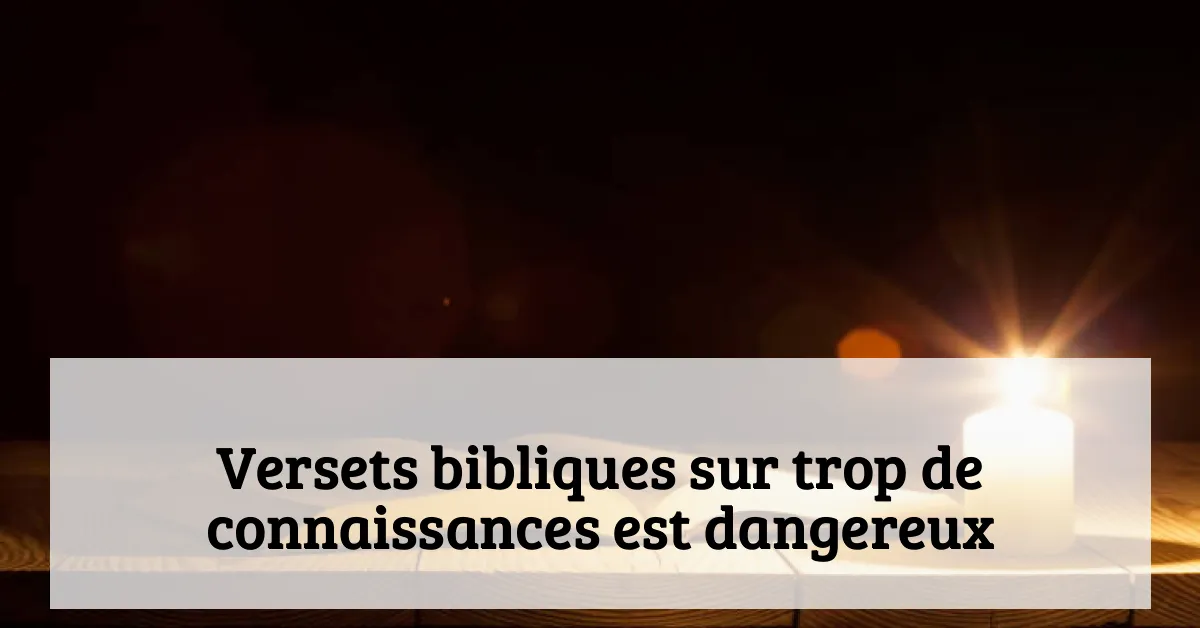 Versets bibliques sur trop de connaissances est dangereux
